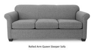 Commercial Grade Rolled Arm Queen Sleeper Sofa