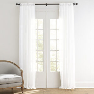 White Linen Sheer Curtain Panels